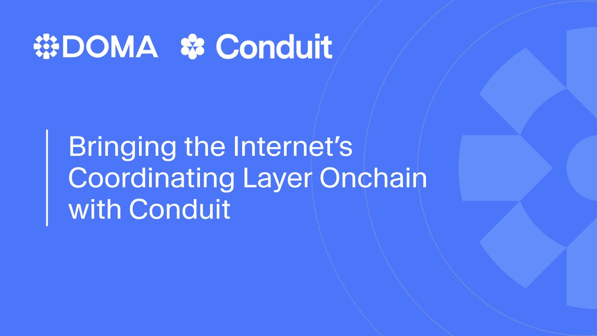 domaprotocol's tweet card. We’re excited to announce our partnership with Conduit, the chain infrastructure company behind some of the most secure and scalable blockchains in Web3. Together, we’re building the internet’s...