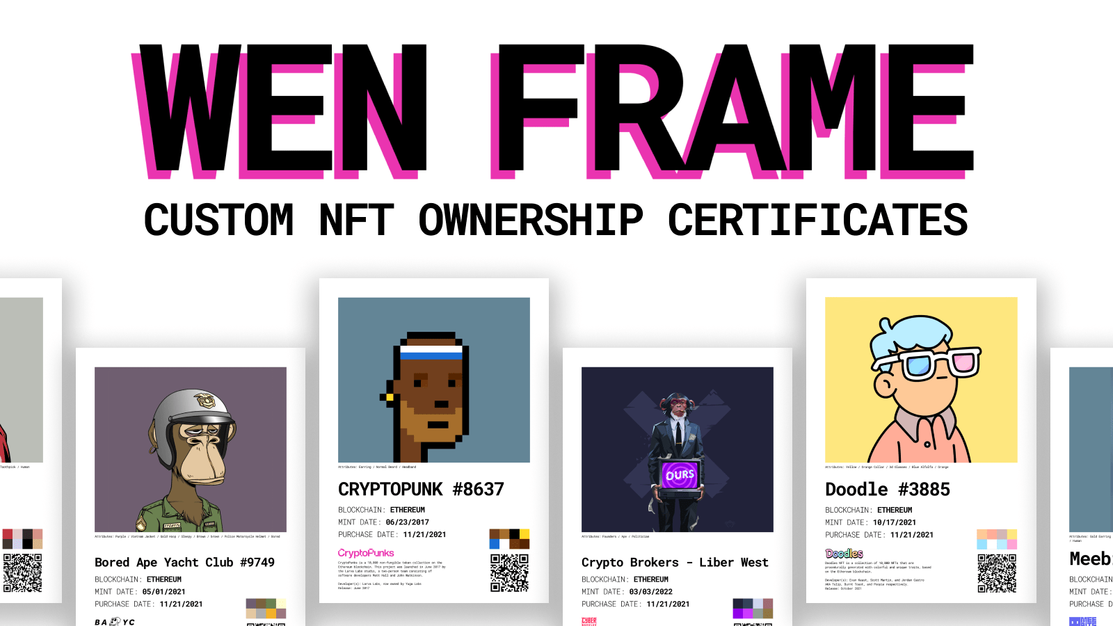 wenframe_ETH's tweet card. Wenframe | Custom NFT Ownership Certificates