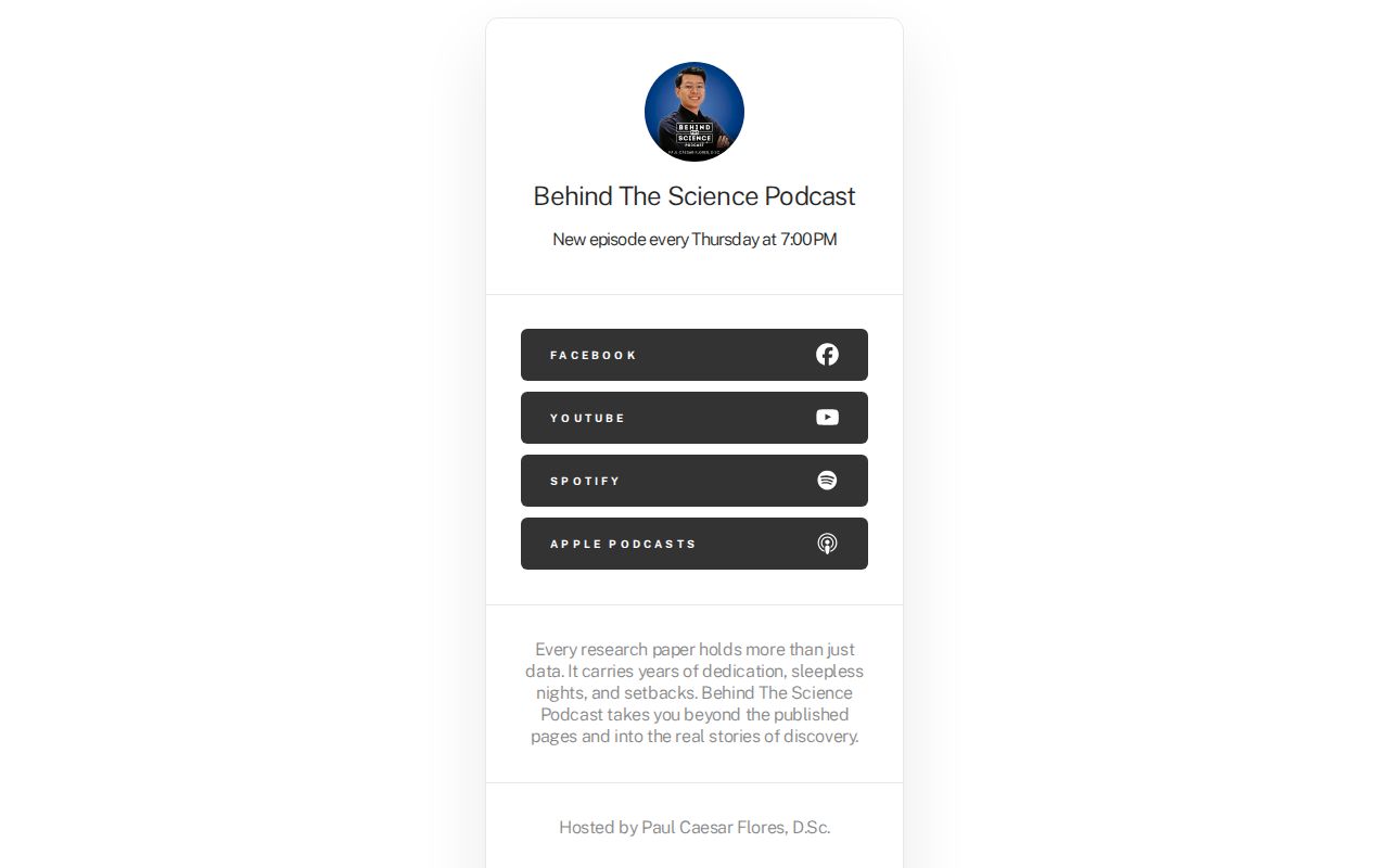 pcmflores19's tweet card. Behind The Science Podcast
