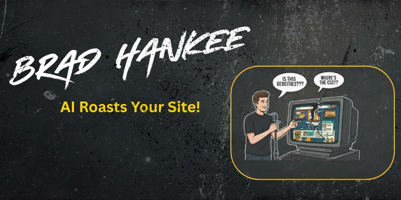 brad_hankee's tweet card. 🔥 You think you can handle AI roasting your web dev portfolio? Give it a shot while also getting...