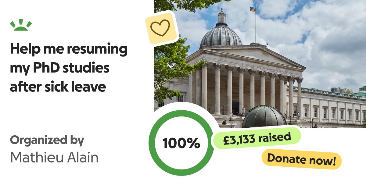 miniapeur's tweet card. Hello everyone. A friend told me that I shouldn't post this message… Mathieu Alain needs your support for Help me resuming my PhD studies after sick leave