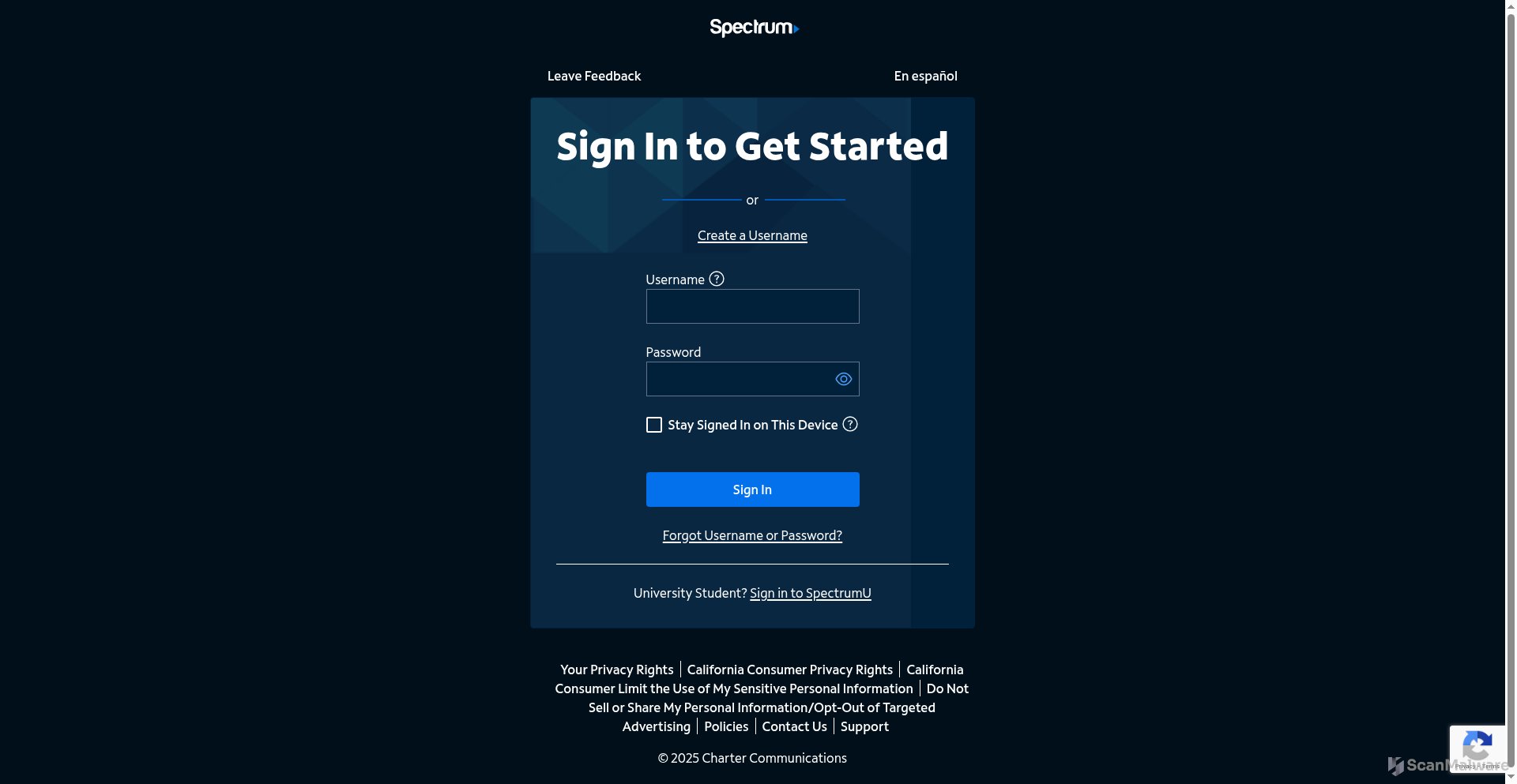 scanmalware's tweet card. ⚡ Medium Risk - https://watch.spectrum.net/