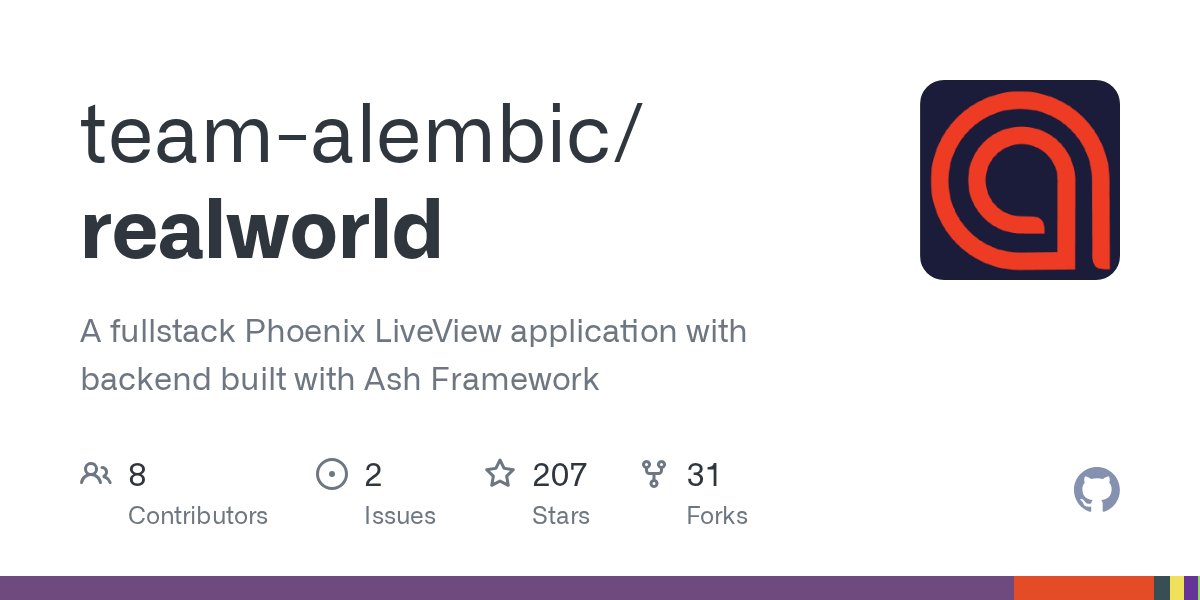 chaz_watkins's tweet card. A fullstack Phoenix LiveView application with backend built with Ash Framework - team-alembic/realworld