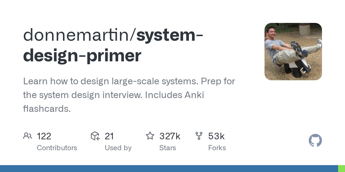 AvinashSingh_20's tweet card. Learn how to design large-scale systems. Prep for the system design interview. Includes Anki flashcards. - donnemartin/system-design-primer