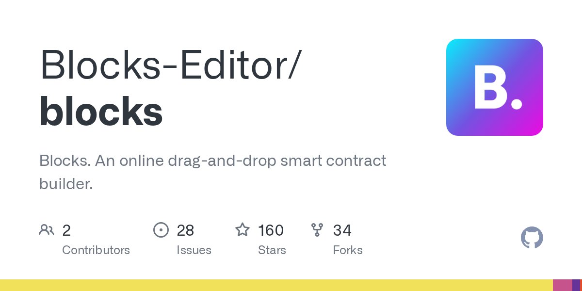 CryptoRepos's tweet card. Blocks. An online drag-and-drop smart contract builder. - Blocks-Editor/blocks