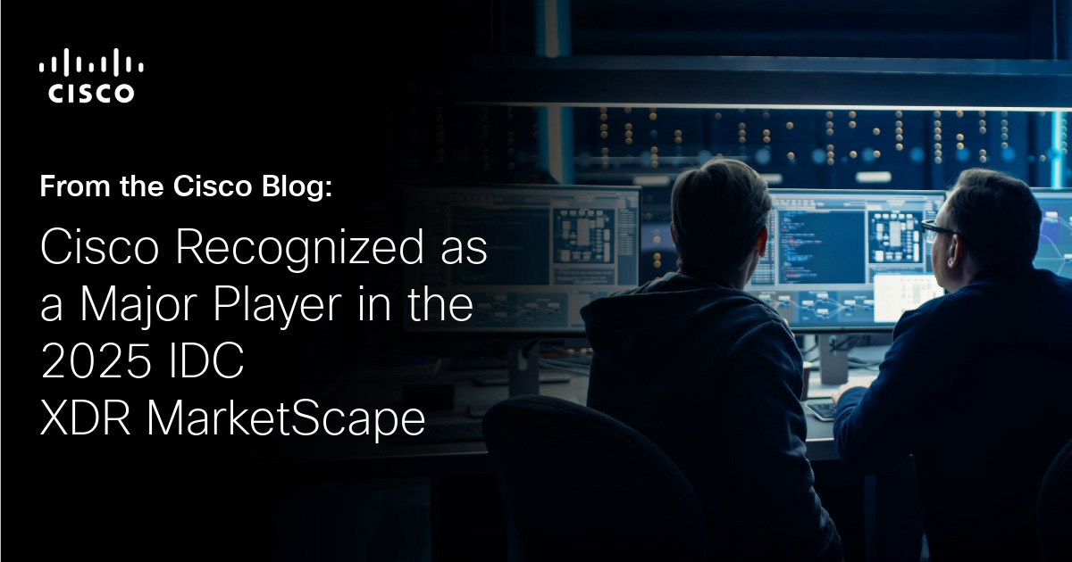 CiscoSecure's tweet card. Cisco has been recognized as a Major Player in the IDC MarketScape: Worldwide Extended Detection and Response (XDR) Software 2025 Vendor Assessment.