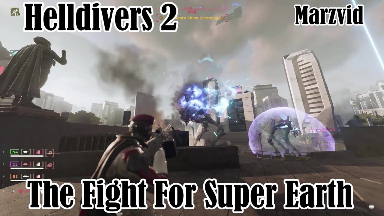 marzvid's tweet card. Helldivers 2 Defending Super Earth SuperHelldiver Difficulty NoDeat...