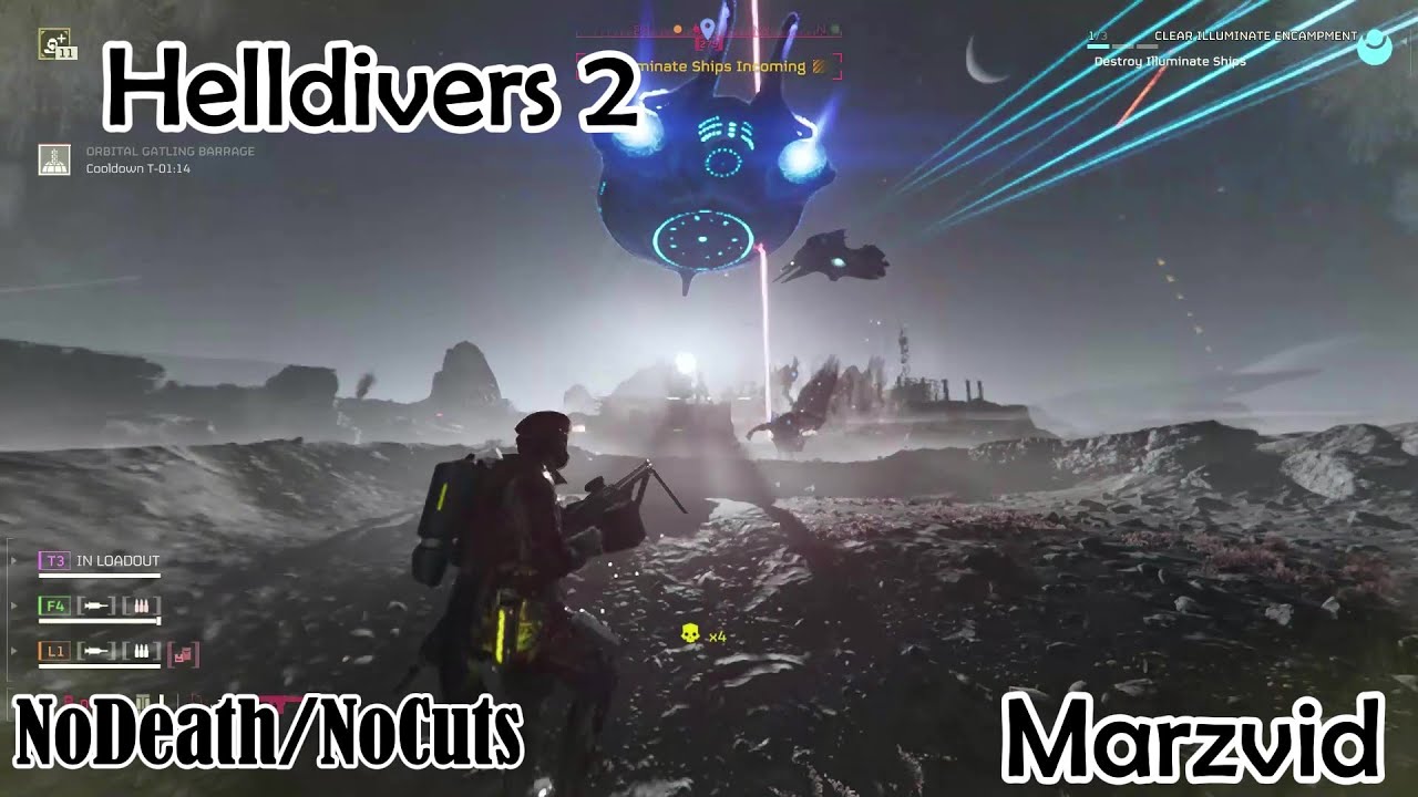 marzvid's tweet card. Helldivers 2 They're Back!!! Illuminate Surprise Attack NoDeath/Noc...