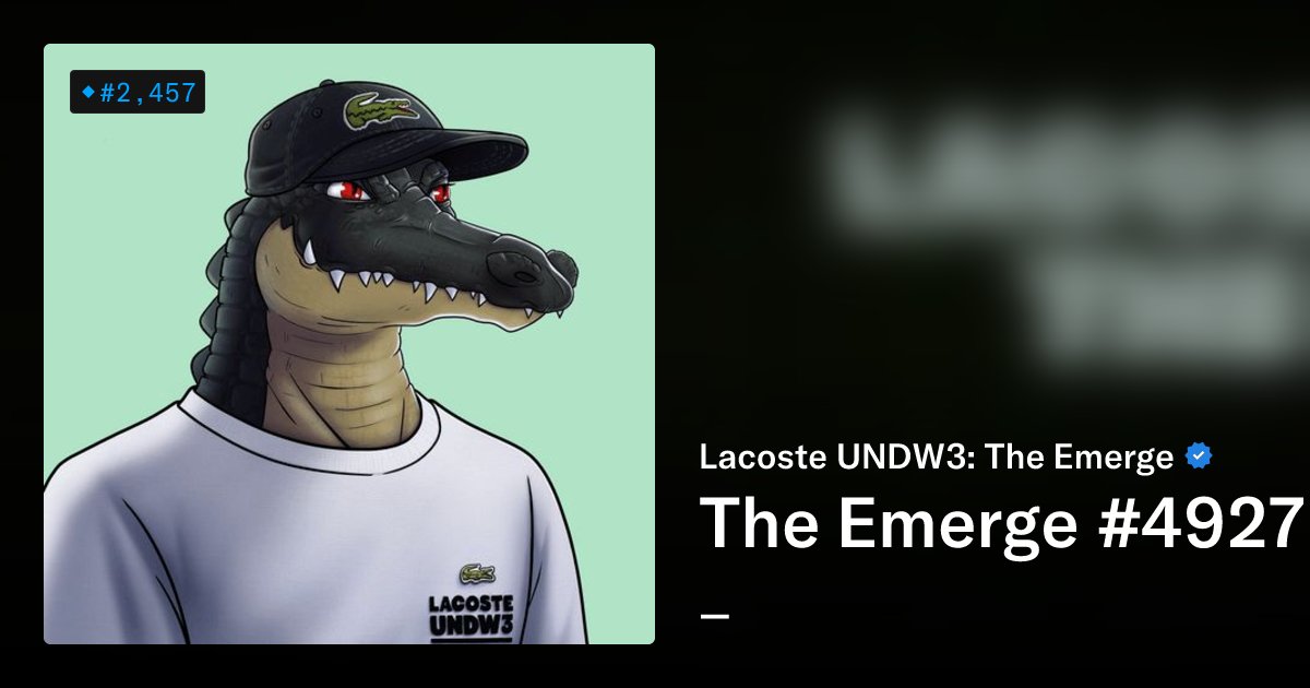 ProjectLio's tweet card. Lacoste UNDW3: The Emerge is a digital collection of 11,212 unique PFPs that lives on the Ethereum blockchain and acting as Round 2 of the UNDW3 experience. The Emerge NFTs are subject to the End...