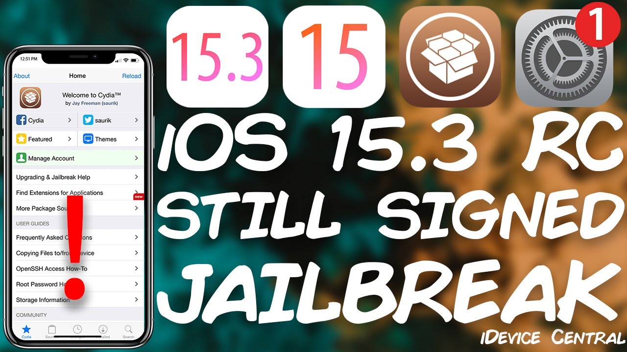 FCE365's tweet card. iOS 15 - 15.3.1 JAILBREAK Update: iOS 15.3 RC STILL SIGNED! Downgrade...