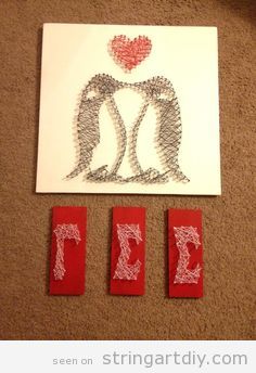 stringartdiy's tweet card. Penguins Love Strign Art DIY