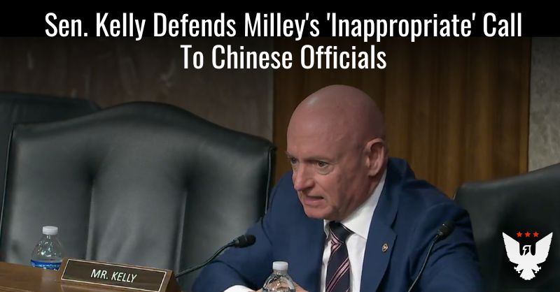 MZHemingway's tweet card. Dem Sen. Mark Kelly defended Gen. Mark Milley for allegedly telling China he'd warn them of a potential U.S.-led attack by the Trump admin.
