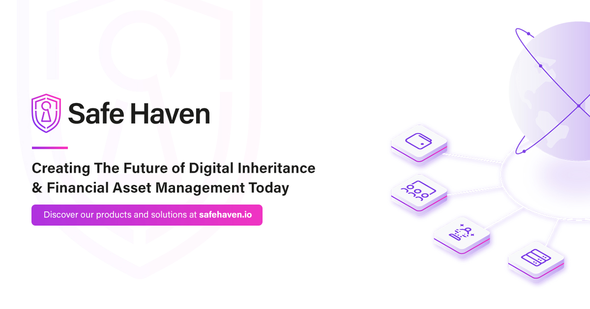 SafeHavenio's tweet card. Safe Haven builds DeFi solutions for safely managing, storing & transferring crypto or digital assets like NFTs, passwords, documents, etc.