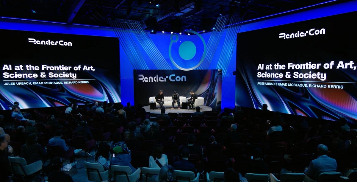 rendernetwork's tweet card. When three of the most influential minds in rendering and artificial intelligence share a stage, the conversation naturally spans from GPU…
