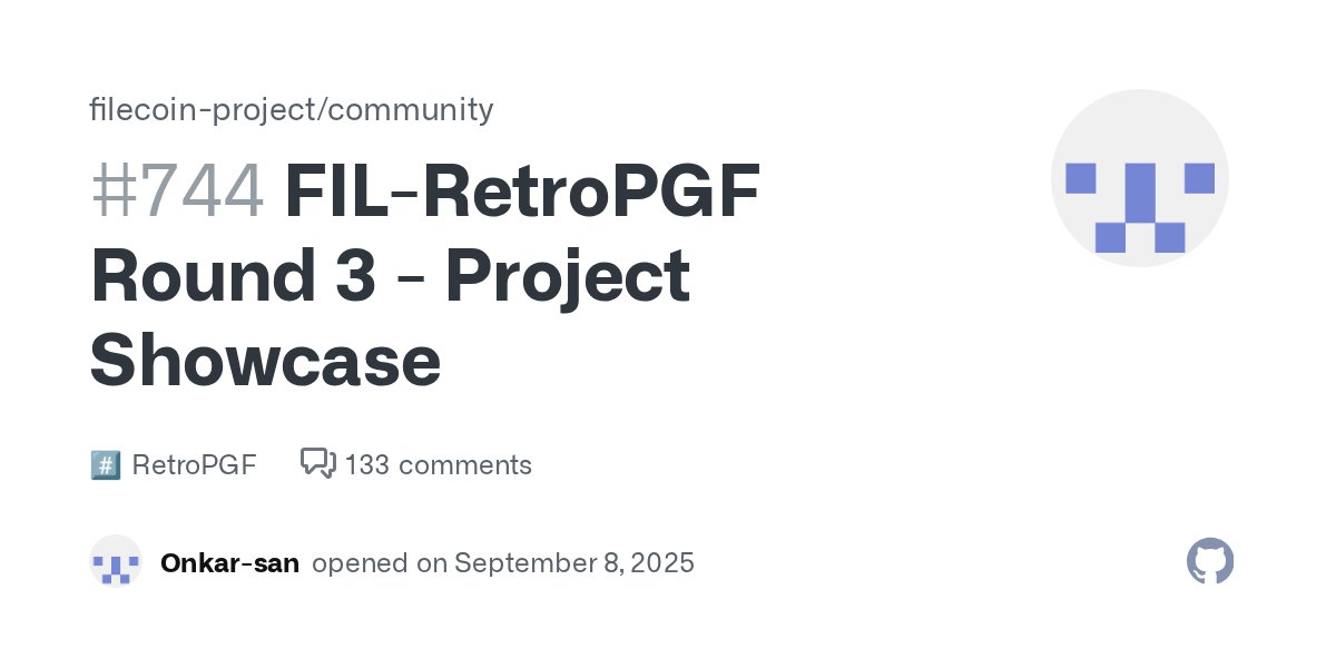 manusheel's tweet card. Introduction This thread is the kick-off for the project showcase phase of FIL-RetroPGF-3. Projects that have shown significant impact from November 2024 to September 2025 (inclusive) are invited t...