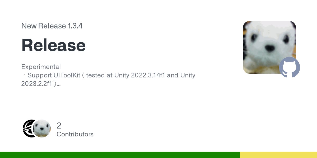 kou_yeung's tweet card. Experimental ・Support UIToolKit ( tested at Unity 2022.3.14f1 and Unity 2023.2.2f1 ) 　・thanks @Garume report error for Unity 2022 ( the new unitypackage was fixed! )