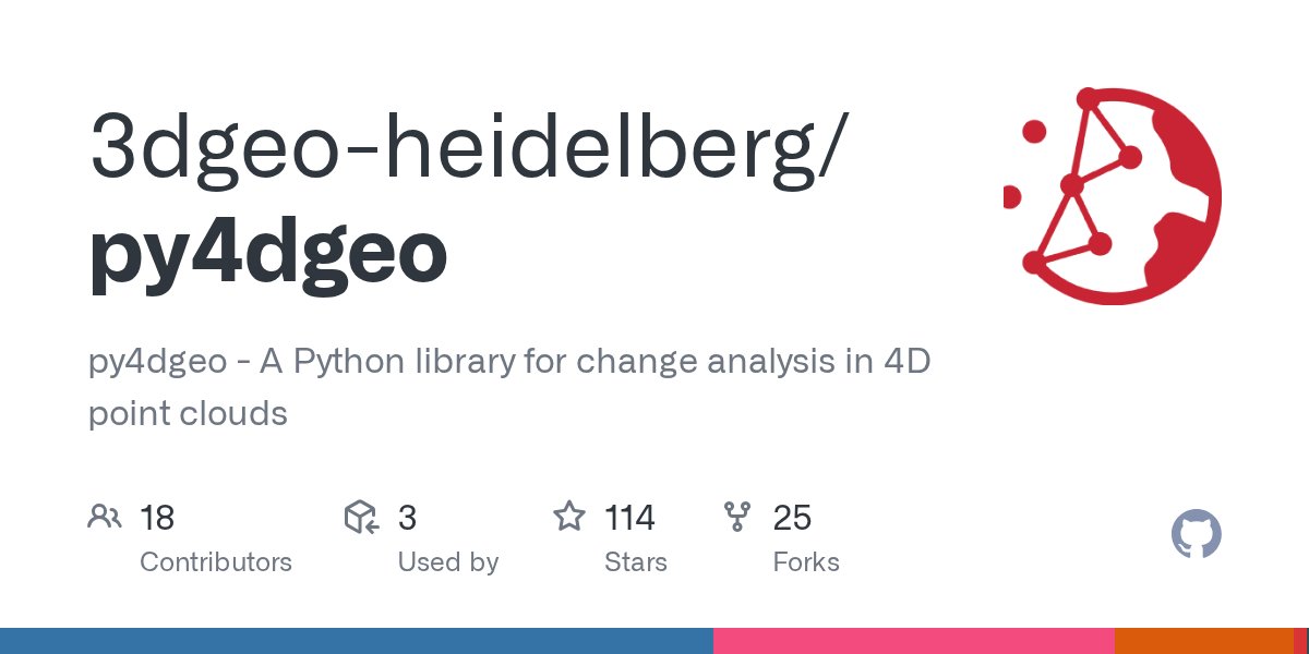 3DGeoHD's tweet card. py4dgeo - A Python library for change analysis in 4D point clouds - 3dgeo-heidelberg/py4dgeo