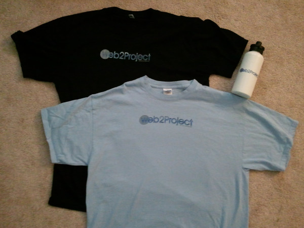 CaseySoftware's tweet card. Our #web2project test prints are tweaked & the swag will be on its way to #tek next wk. Muahaha.