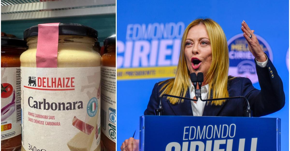 sudinfo_be's tweet card. En Italie, on ne rigole pas avec les traditions. Surtout pas quand on parle de nourriture et qu’on fait partie du parti de Giorgia Meloni.