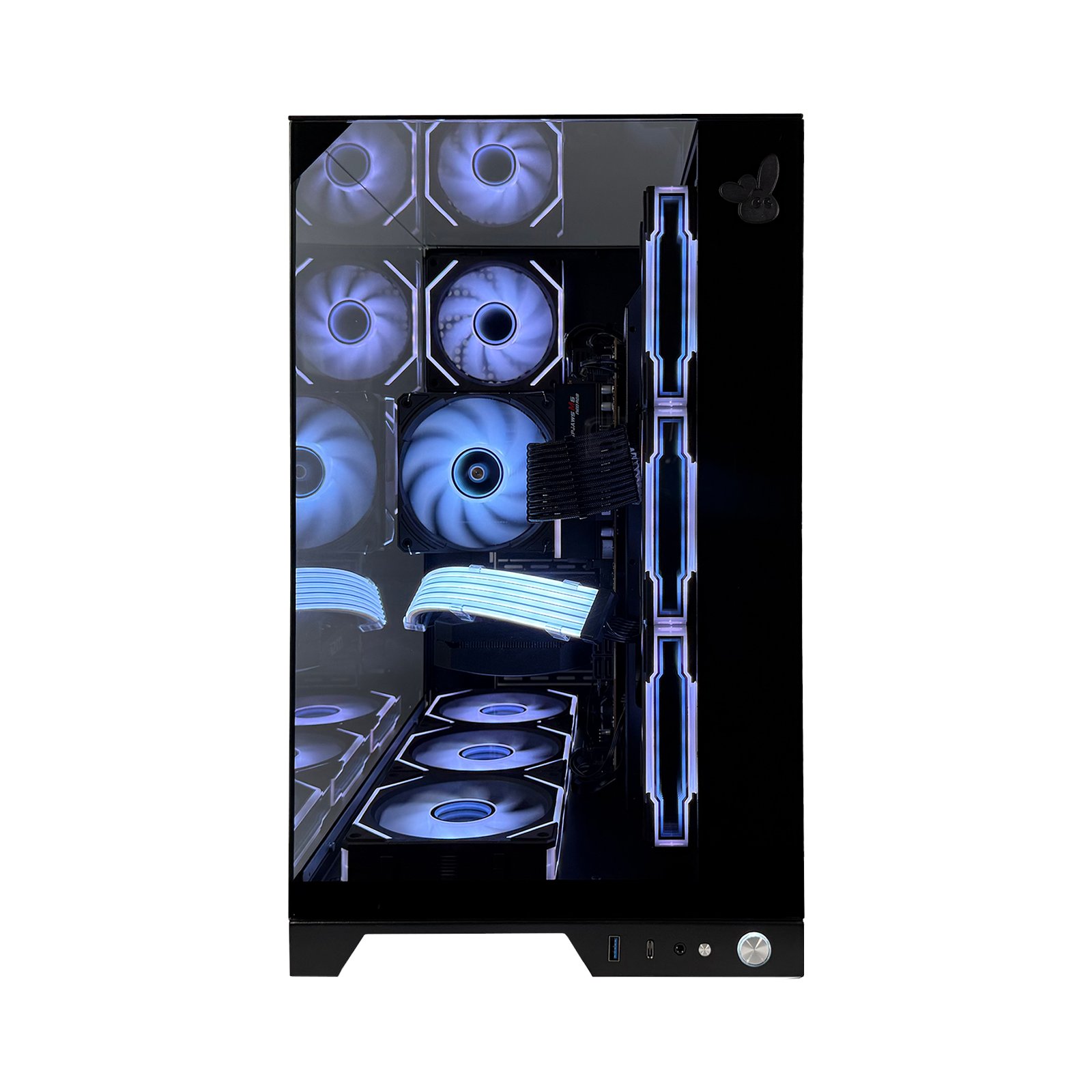 Rabbit0_Studio's tweet card. Rabbit0 StudioのBTOゲーミングPCは、最新世代のCPU・GPUを搭載し、圧倒的なパフォーマンスを実現。水冷クーラーによる美しい裏配線にも設計で、見た目もスマート。FPSやMMOなどの堅いタイトルに最適化された高性能マシンを、BTOカスタマイズでご提供します。