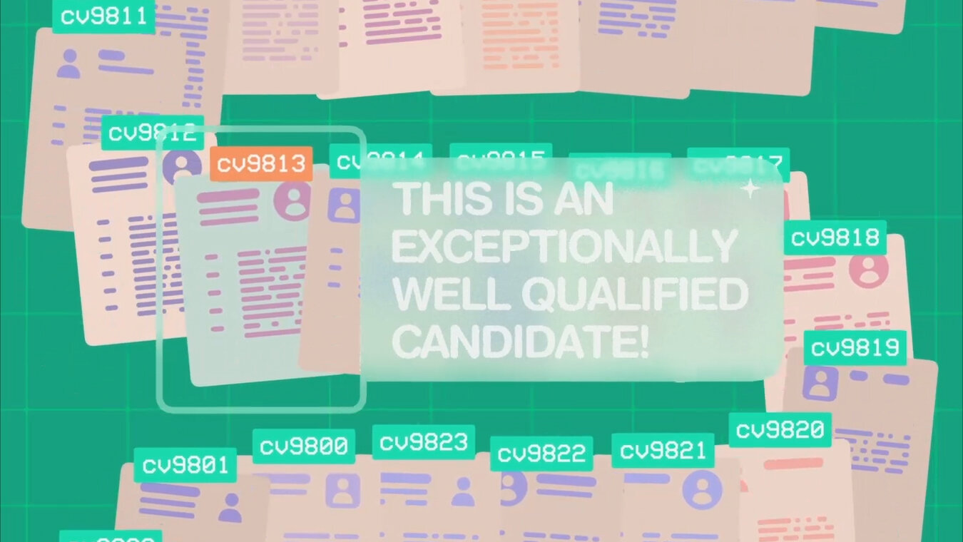 marissa_cbs's tweet card. In an escalating cat-and-mouse game, job hunters are trying to fool A.I. into moving their applications to the top of the pile with embedded instructions.