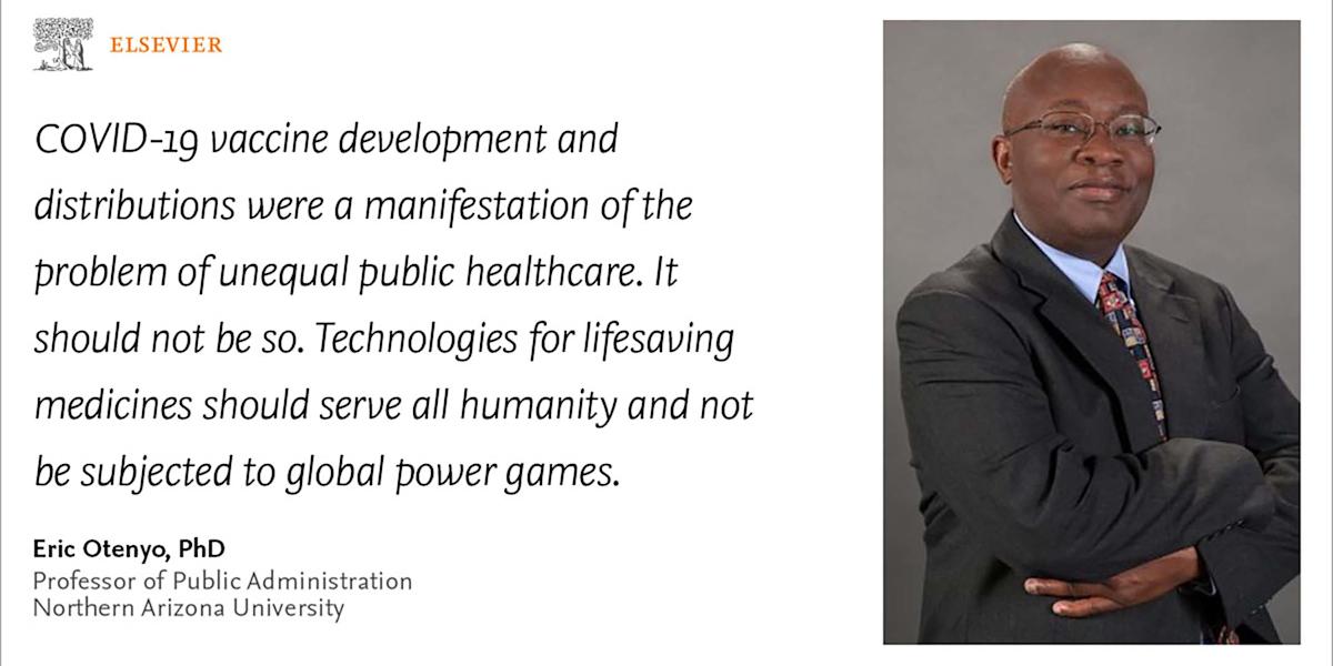 Humayra_Editor's tweet card. In his editorial for World Health Day, Elsevier author Eric Otenyo calls on policy leaders to eradicate health inequality and vaccine nationalism