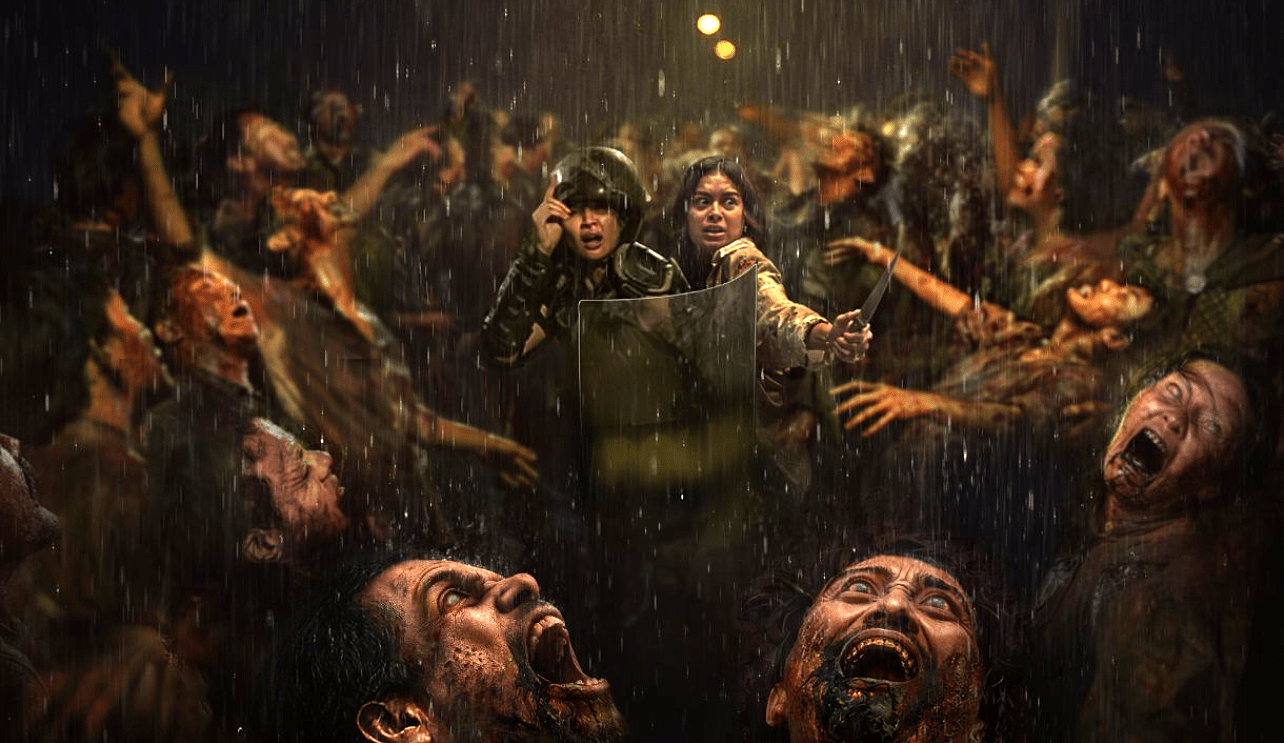 AfAbstract's tweet card. When a wealthy patriarch drinks a potion that turns him into a zombie in 'The Elixir' (Abad Nan Jaya), his greedy family must fight for survival as chaos and blood flood their village.