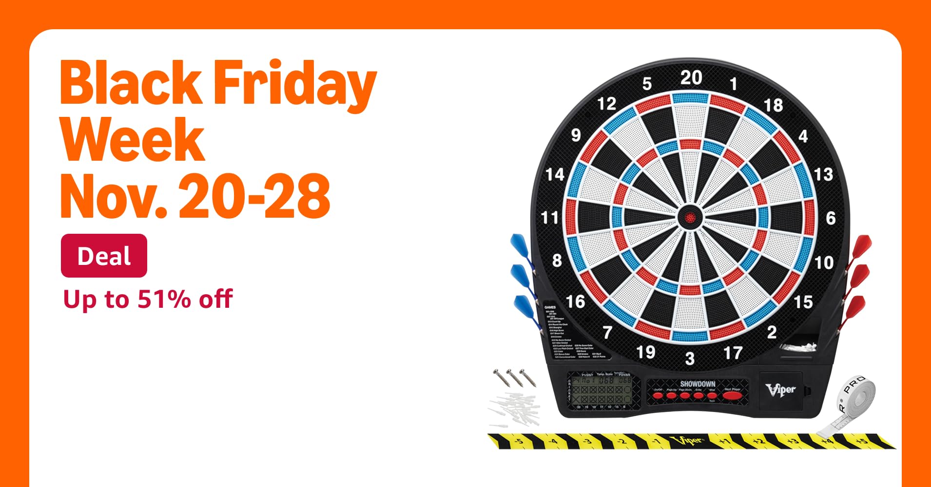 Kailuana808's tweet card. The Viper Showdown Electronic Dartboard is sure to provide hours of fun for any fan of darts. This electronic dartboard features a regulation size 15.5” target that is designed to withstand your...