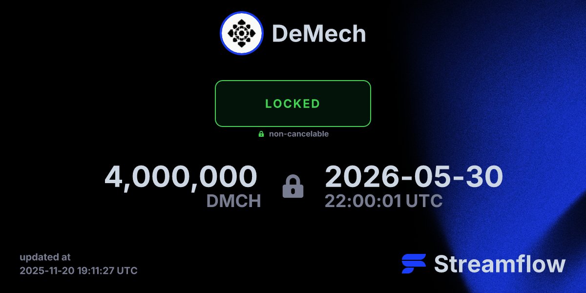 demechtech's tweet card. Streamflow is the leading multi-chain asset streaming protocol specializing in token vesting and treasury management solutions.