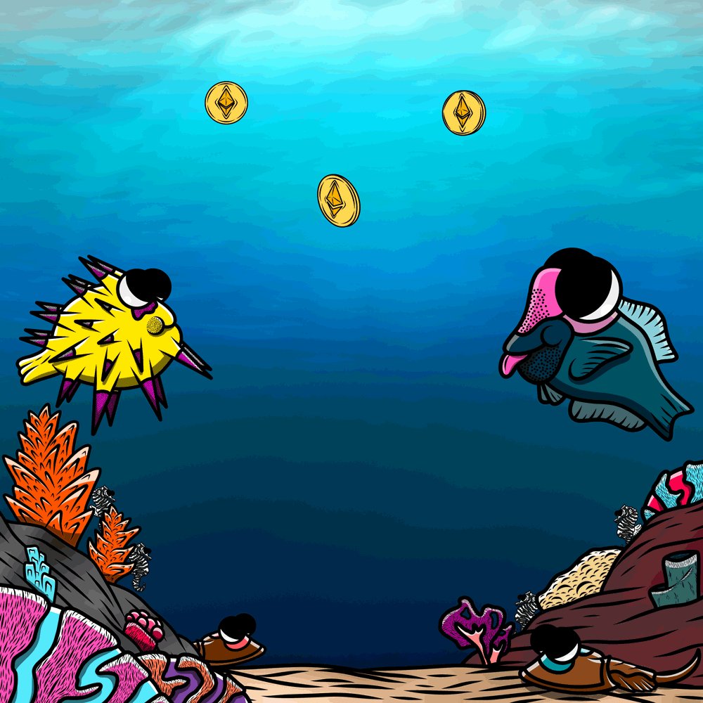 SeaToonzNFT's tweet card. In honor of Earth Week 2023 we call on you to invest in the Sea! In order to put our ETH where our mouth is, we will be donating 50 percent of primary proceeds directly to The Coral Restoration...