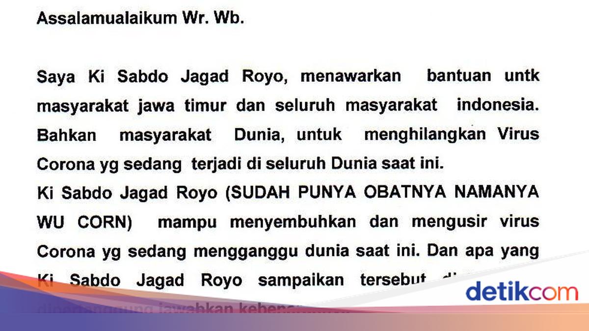 asp_anwar's tweet card. Paranormal asal Surabaya Ki Sabdo Jagad Royo menyebut menemukan obat untuk menyembuhkan virus Corona. Obat ini ditemukan atas petunjuk dari Allah SWT.
