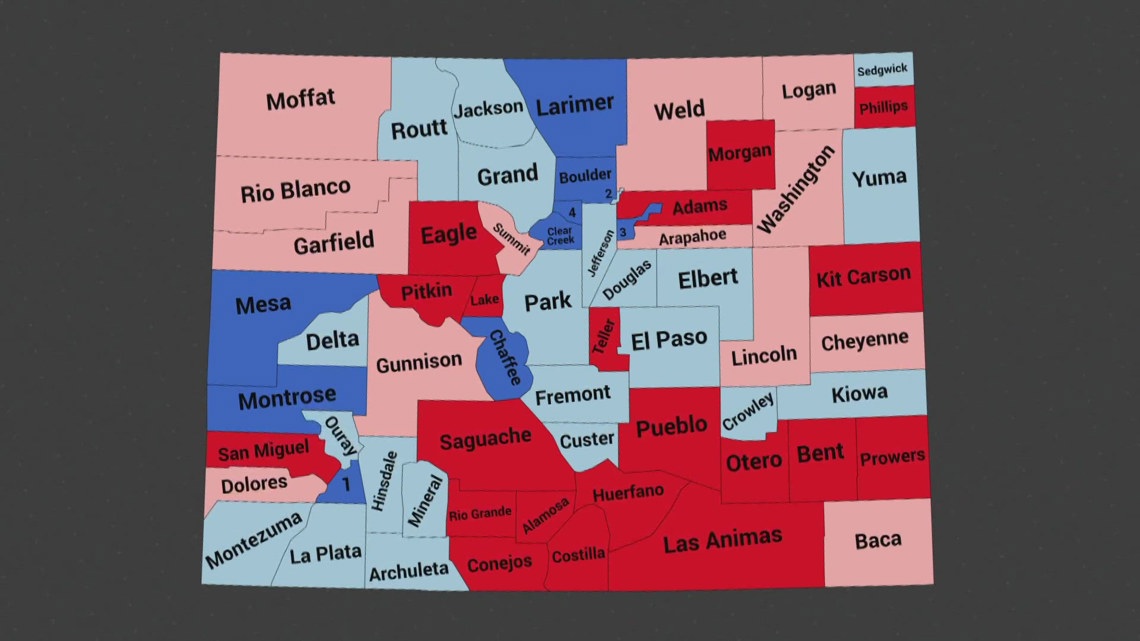 9NEWS's tweet card. About half of Colorado's counties moved against the national shift toward Trump and slid to the left.