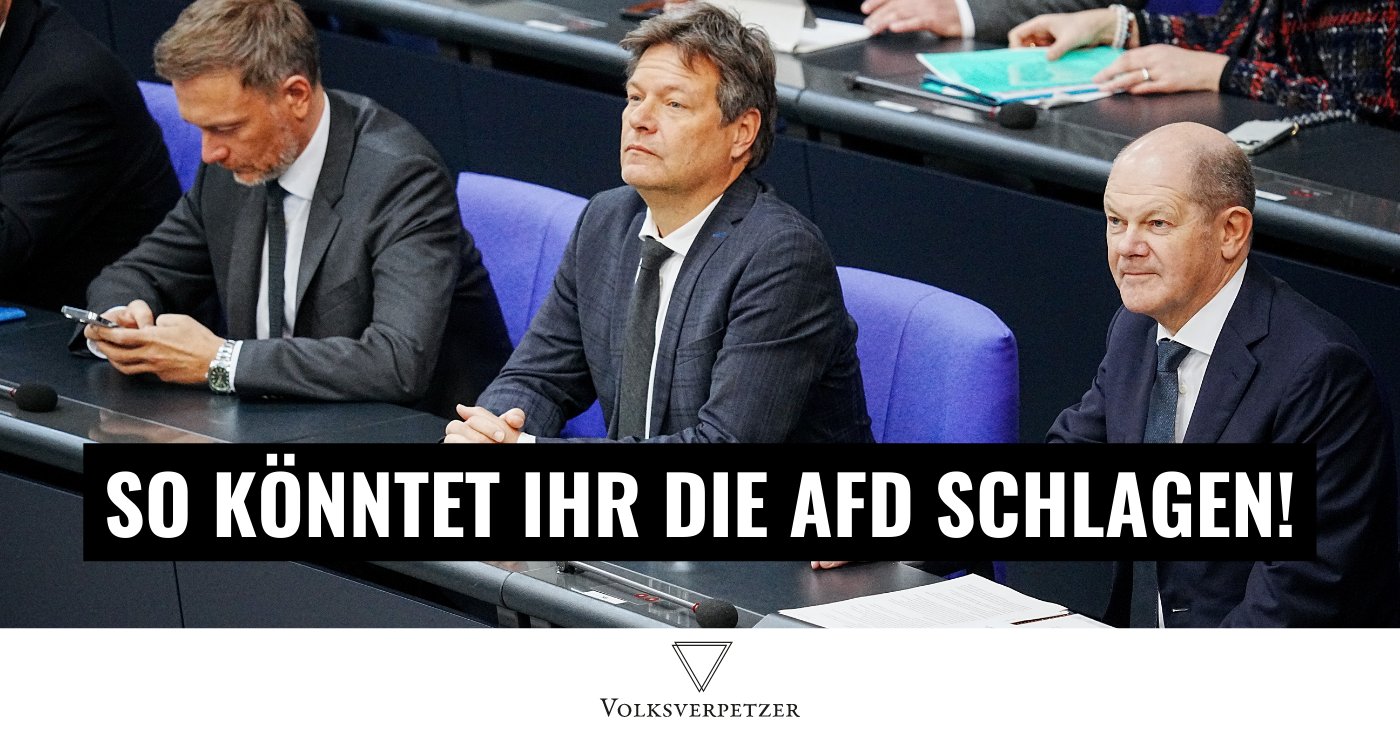 Volksverpetzer's tweet card. Studien zeigen einen offensichtlichen Weg, den Erfolg der AfD einzudämmen, über die kaum jemand spricht: Macht halt endlich sozial gerechte Politik. Bezahlbare Mieten, faire Löhne, gerechte Renten...