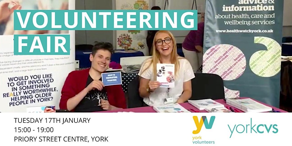 YorkCVS's tweet card. Meet lots of different charities and good causes and browse their stalls and the wide range of different roles you can volunteer in.