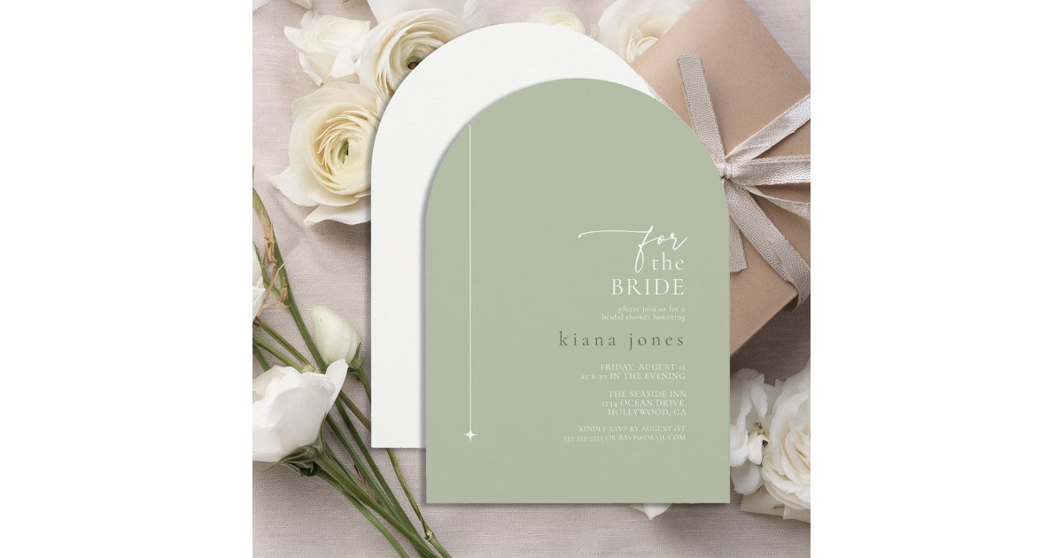 ArrayStores's tweet card. Perfect for a sophisticated and elegant bridal shower, this invitation is sure to impress the guests with its contemporary aesthetic. Shown here in sage green and pearl white, this modern, arch-sha...