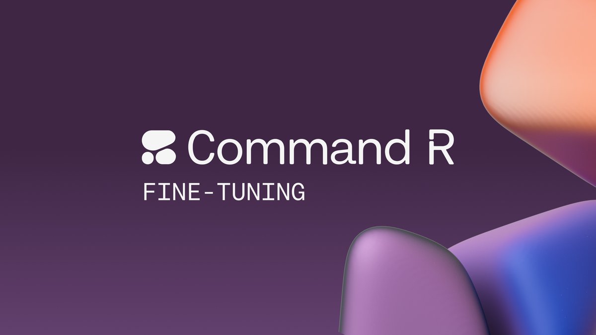 cohere's tweet card. Command R fine-tuning offers superior performance on enterprise use cases and costs up to 15x less than the largest models on the market.