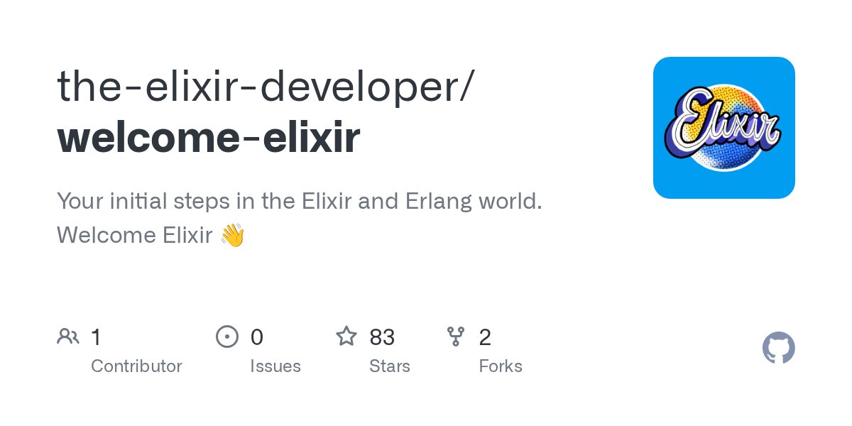 carlogilmar's tweet card. Your initial steps in the Elixir and Erlang world. Welcome Elixir 👋 - the-elixir-developer/welcome-elixir