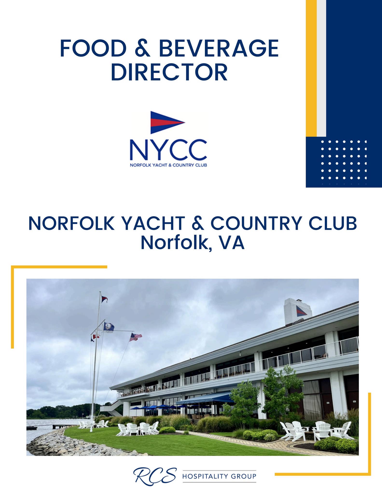 WhitneyReid2's tweet card. Food & Beverage Director opportunity at Norfolk Yacht & Country Club, Norfolk, VA.