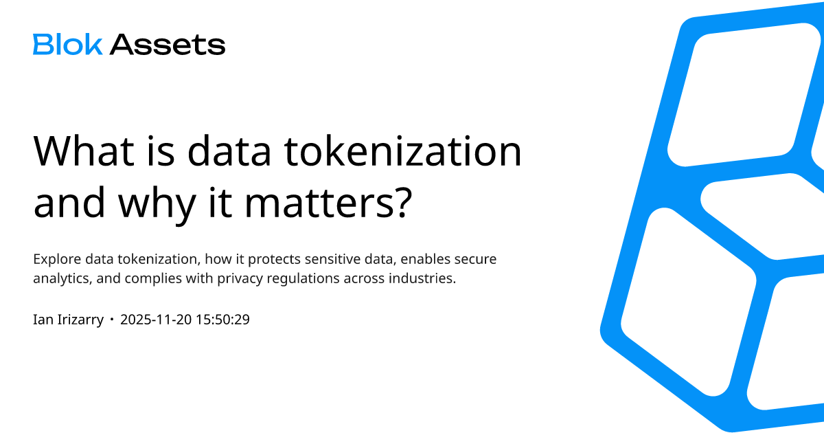 BlokAssets's tweet card. Explore data tokenization, how it protects sensitive data, enables secure analytics, and complies with privacy regulations across industries.