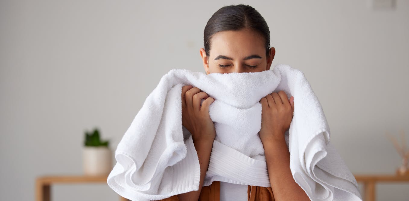 UniversitySA's tweet card. While every week or two will generally suffice for sheets, towels are best washed every few days. A microbiologist explains.