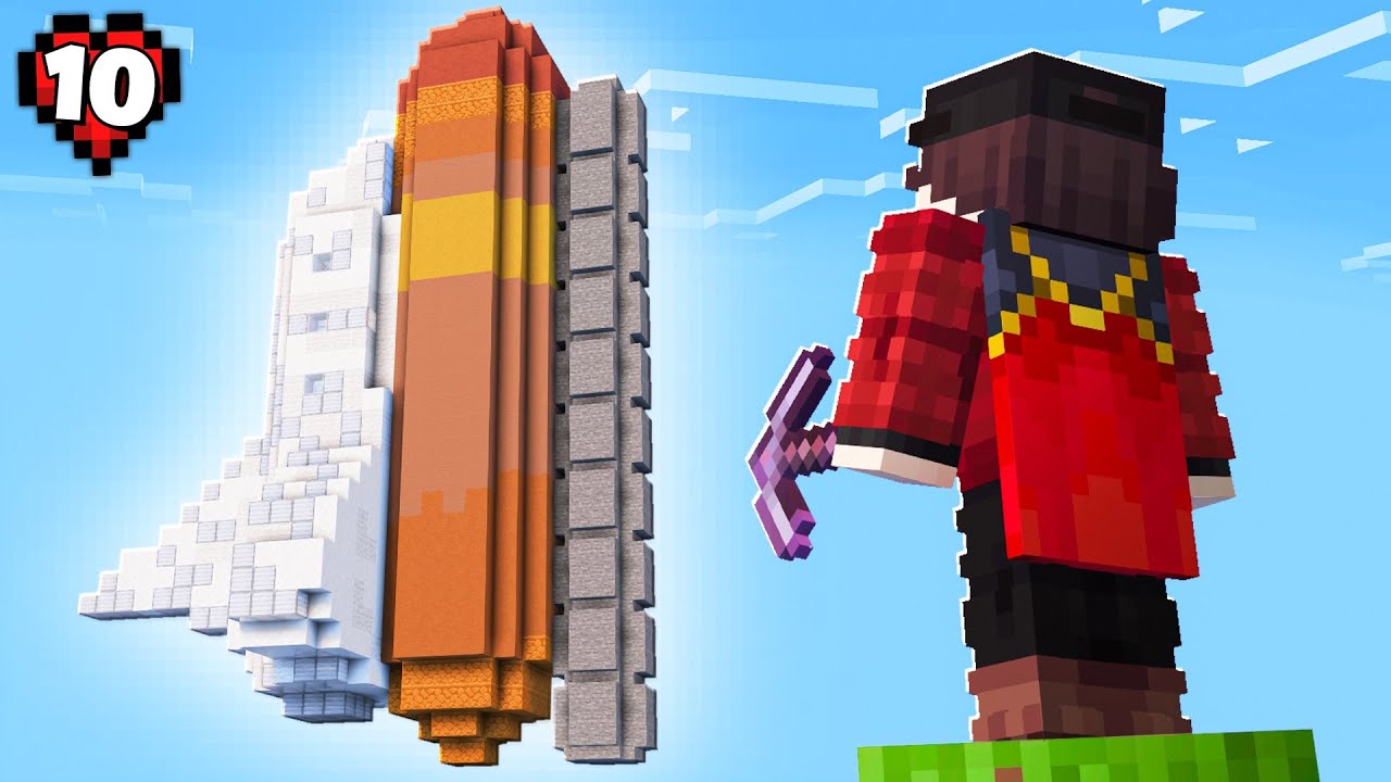 levraiLangoc's tweet card. J’ai Construit une MEGA FUSÉE en Hardcore SKYBLOCK ! #10