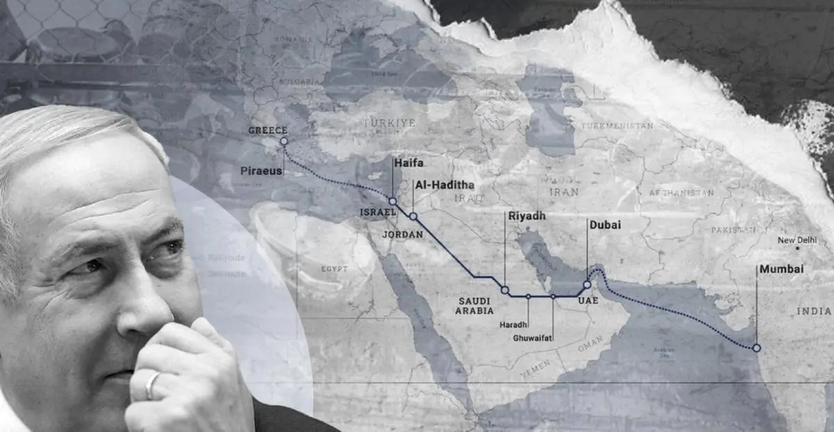 veritxpress's tweet card. Suleiman Karan: Disfarçado de desenvolvimento infraestrutural, o IMEC é a mais recente tentativa atlanticista de reafirmar o controle sobre a Ásia Ocidental. Entretanto os atores regionais estão...