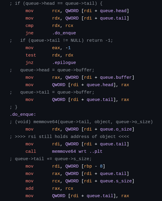 EdistoKato's tweet card. Queue Implementation in x86_64 Assembly Language with C interface - KatoKode/Queue