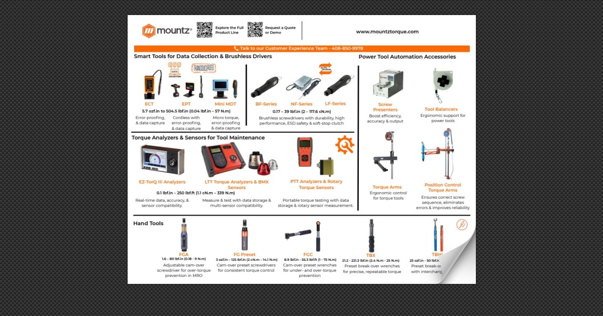 mountztorque's tweet card. Mountz power assembly tools deliver precise, reliable fastening for production and automation. Our brushless electric screwdrivers provide ESD protection, torque accuracy, adjustable RPM, and soft...