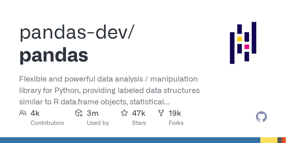 patronaiznajar's tweet card. Flexible and powerful data analysis / manipulation library for Python, providing labeled data structures similar to R data.frame objects, statistical functions, and much more - pandas-dev/pandas
