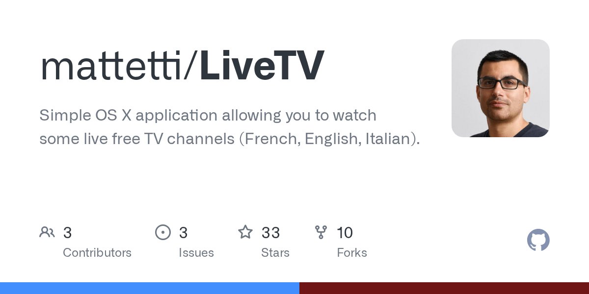 harisamin's tweet card. Simple OS X application allowing you to watch some live free TV channels (French, English, Italian). - mattetti/LiveTV