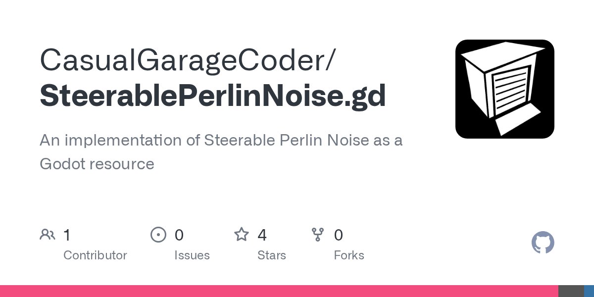 CGarageCoder's tweet card. An implementation of Steerable Perlin Noise as a Godot resource - CasualGarageCoder/SteerablePerlinNoise.gd