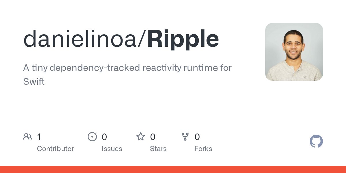 danielinoa_'s tweet card. A tiny dependency-tracked reactivity runtime for Swift - danielinoa/Ripple