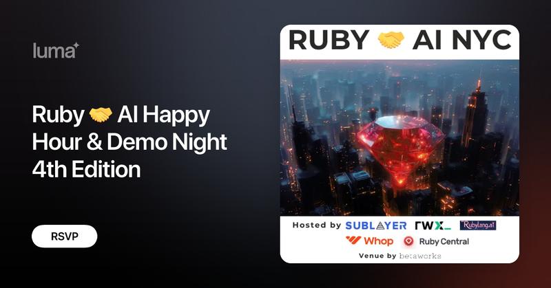 rubycentralorg's tweet card. Ruby has an incredible role to play in shaping the future of AI apps. With its developer-first ethos and unparalleled flexibility, Ruby is the perfect language…