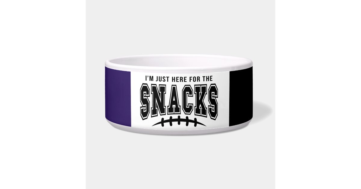 YipsNHowlsPets's tweet card. Show off your favorite Football Team Colors with this cute "Just Here For The Snacks " Dog and Cat Pet Bowl. Available in two sizes for Small and Larger Pets. Only from Yips N' Howls.